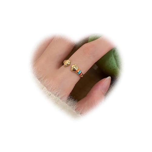 Niedliche Katzen krallen Ring für Teenager Mädchen Gold Katze Klauen Knöchel Ring zierlicher Stapel Ring Tier Fingerring Personal isierter offener Ring Verstellbarer Ring Schmuck für Frauen Geschenke von W WEILIRIAN