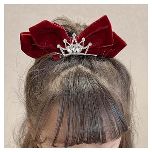 Samt Haar Bogen rote Schleife Haar Clips Band Samt Haar Haars pangen Clip Kristall Krone Bowknot Haarnadel rote Schleife Kopf bedeckung Barrette Scrunch ies Pferdes chwanz Zubehör Schmuck für Frauen von W WEILIRIAN