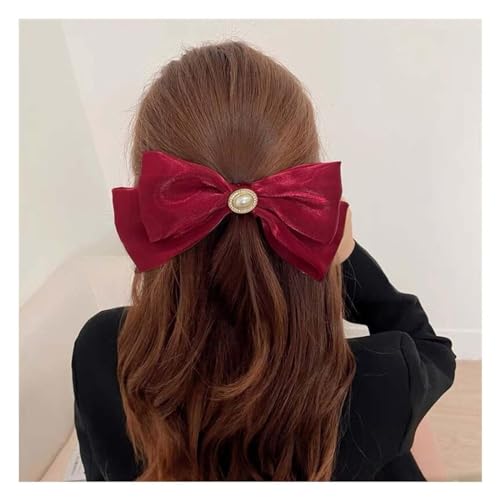 Slide Haars chleifen Rote Schleife Haar-Clips Perle Bogen Haar Haars pangen Clip Große einfarbige Bowknot Haarnadel Kopfschmuck Damen Haar Barrette Kopfschmuck Schmuck für Frauen und Mädchen Geschenke von W WEILIRIAN