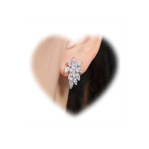 W WEILIRIAN Bohemian Kristall Blume Ohrringe für Mädchen Strass Blume Ohrringe Glänzende ZirkonOhrringe Pflaster Braut Hochzeitsohrringe Schmuck Damen Geschenk von W WEILIRIAN