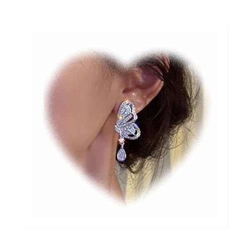 W WEILIRIAN Bohemian Kristall Schmetterling Ohrringe cz Schmetterling Ohrringe Tränentropfen Strass Hängelohrringe Schmetterling Ohrringe Schmuck für Frauen von W WEILIRIAN