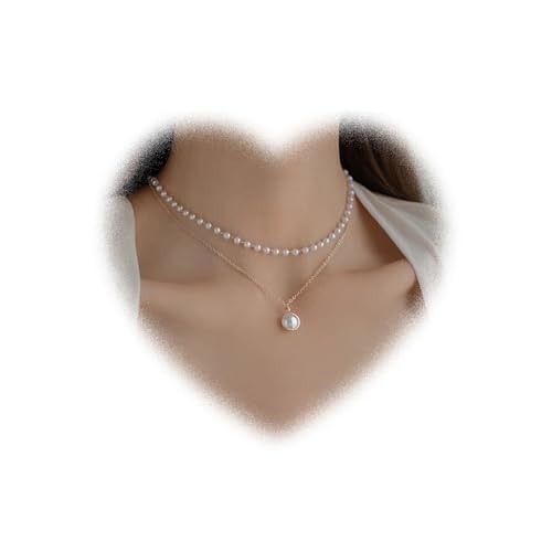 W WEILIRIAN Bohemian Layered Perle Halskette Kette Perle Anhänger Halskette Vintage Perle Perlen Halskette Perlen Hochzeitskette Schmuck Geschenk für Frauen und Mädchen von W WEILIRIAN