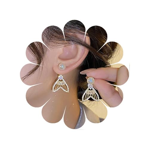 W WEILIRIAN Bohemian Perle Jacke Ohrringe Meerjungfrauenschwanz Anhänger Ohrringe Kristall FischschwanzOhrringe Schmuck Geschenk für Damen und Mädchen von W WEILIRIAN