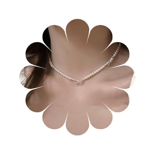 W WEILIRIAN Bohemian Perlen Halskette Hohlbogen Halskette Kette Perlen Perlen Halskette Fliege Krawatte Halskette Schleifen Schlüsselkelben Halskette Schmuck für Frauen (Weiß) von W WEILIRIAN