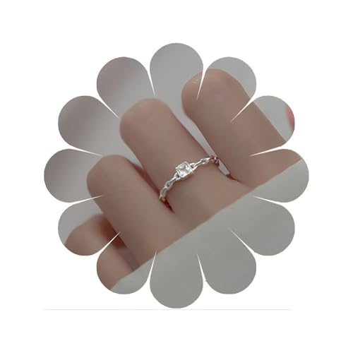 W WEILIRIAN Bohemian Quadratischer Kristallring Strass Knöchelring Einfacher Stapelring Simulation Diamant Finger Ring Zircon Offener Ring Schmuck Geschenk für Damen und Mädchen von W WEILIRIAN