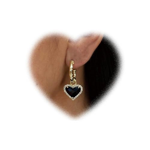 W WEILIRIAN Bohemian Schwarz Herz Ohrringe Kristall Herz AnhängerOhrringe für Mädchen Strass HoopOhrringe Damen Schmuck Geschenk von W WEILIRIAN