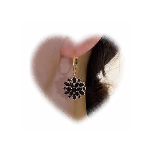 W WEILIRIAN Bohemian Schwarze Blume Ohrringe Kristall Blume Anhänger Ohrringe Mädchen Strass Kranz Ohrring Schmuck Damen Geschenk von W WEILIRIAN