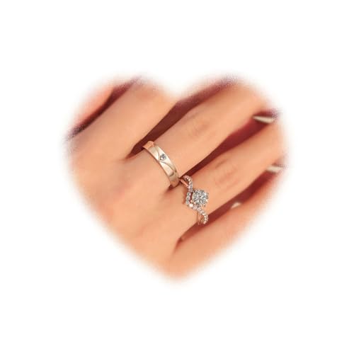 W WEILIRIAN Boho Kristall Paar Ring Silber Paar offene Ringe Verlobung Finger Band Verstellbare Strass Jubiläum Ring Set Schmuck Geschenke für Frauen und Männer von W WEILIRIAN