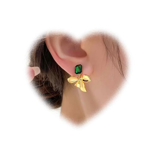 W WEILIRIAN Vintage Quadratische Smaragd Ohrringe Gold Blumentropfen Ohrringe Grün Kristall Ohrringe Grün cz Ohrringe Metall Blumenohrringe Frauen Schmuck von W WEILIRIAN
