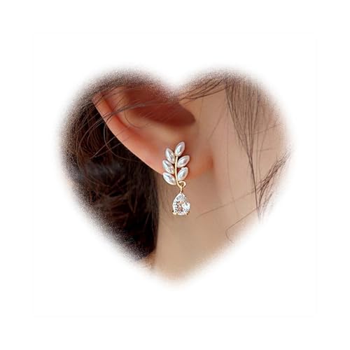 W WEILIRIAN Boho Perlblatt Ohrringe Tränentropfen Kristall Tropfen Ohrringe Perlblatt Ohrringe Strass Hängelohrringe Schmuck für Frauen von W WEILIRIAN
