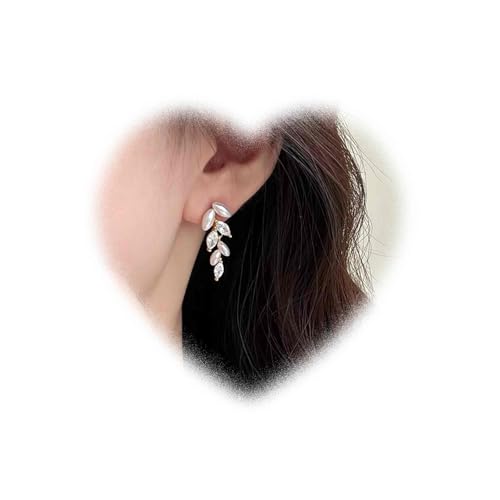 W WEILIRIAN Boho Blatt Tropfen Ohrringe Teenager Kristall Blatt Ohrringe Perlen Blatt Bolzen Ohrringe Strass Blatt Hängel Ohrringe Schmuck für Frauen von W WEILIRIAN