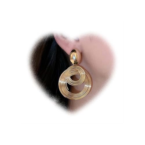W WEILIRIAN Vintage Kreis Tropfen Ohrringe Großkreis Reifen Ohrringe Geometrische Kreise Ohrringe s Tatement Reifen Tropfen Ohrringe Gold oval Ohrringe Schmuck für Frauen (Gold) von W WEILIRIAN