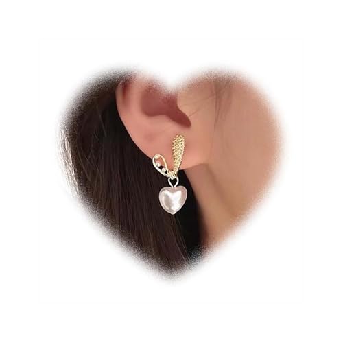 W WEILIRIAN Boho Perlen Tropfen Ohrringe Perlen Herz Ohrringe Kristall Herz Ohrringe Gold Herz Ohrringe Perlen Ohrringe Hochzeit Perlen Ohrringe Schmuck for Frauen von W WEILIRIAN