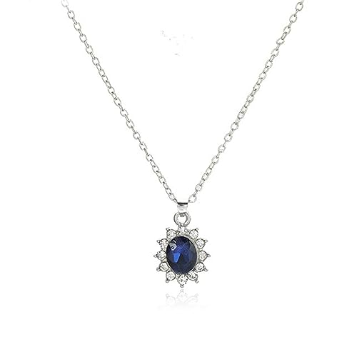 W WEILIRIAN Boho Saphir Anhänger Halskette ovale Kristall Halskette Choker Blau Strass Kette Halskette Schmuck für Frauen und Mädchen Geschenke von W WEILIRIAN