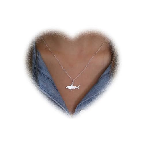 W WEILIRIAN Boho Shark Anhänger Halskette Silber Hai Halskette Kette Minimal Fisch Halskette Schmuck für Frauen und Mädchen Geschenke von W WEILIRIAN