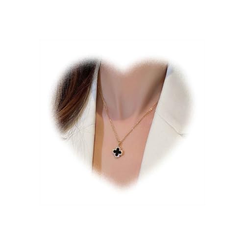 W WEILIRIAN Boho Vier blättriges Kleeblatt Anhänger Halskette für Teenager Mädchen Schwarze Klee Halskette Choker Kristall Klee Kette Halskette Schmuck für Frauen Geschenke von W WEILIRIAN