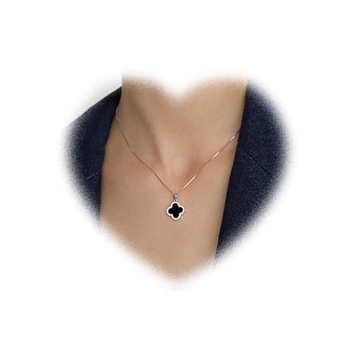 W WEILIRIAN Boho Vier blättriges Kleeblatt Anhänger Halskette für Teenager Mädchen Schwarze Klee Halskette Choker Kristall Klee Kette Halskette Schmuck für Frauen Geschenke von W WEILIRIAN
