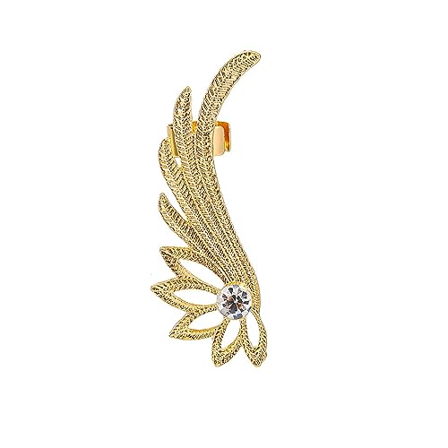 W WEILIRIAN Crystal Wing Climber Ohrring Gold Wing Manschette Wrap Ohrring Lotus Knorpel Manschette Ohrring Schmuck für Frauen und Mädchen Geschenke (Richtig) von W WEILIRIAN
