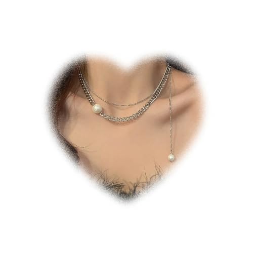 W WEILIRIAN Geschichtete perlenkette kette perlenhänger kette kette silber perlenperlenkette Choker kubanische kette schmuck für damen und mädchen Geschenke von W WEILIRIAN
