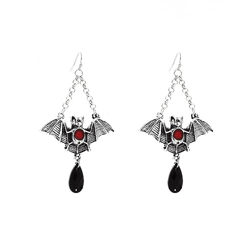 W WEILIRIAN Gothic Bat Ohrringe Fledermaus baumeln Ohrringe Schwarz Kristall Ohrringe Punk Fledermaus Haken Ohrringe Halloween Cosplay Party Ohrringe Schmuck für Frauen und Mädchen Geschenke von W WEILIRIAN
