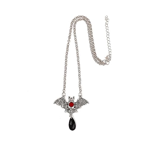 W WEILIRIAN Gothic Fledermaus Anhänger Halskette schwarze Teardrop Halskette Kette Wasser tropfen Kristall Halskette Choker Halloween Cosplay Party Halskette Schmuck für Frauen und Mädchen Geschenke von W WEILIRIAN