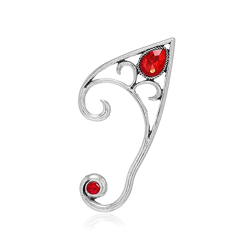 W WEILIRIAN Gothic Ruby Elf Manschette Ohrring Elfe Fee Manschette Wrap Ohrring Elfen Knorpel Manschette Ohrring Elfen Kontur Ohrring Cosplay Halloween Ohrring Schmuck für Frauen und Mädchen Geschenke von W WEILIRIAN