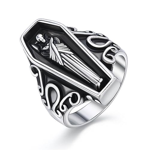 W WEILIRIAN Gothic Sarg Ring Mumie Knöchel Ring Silber Mumie Stapel Ring Cooler Sarg Finger Ring Mama Offener Ring Halloween Verstellbarer Ring Hip Hop Ring Schmuck für Frauen und Mädchen Geschenke von W WEILIRIAN