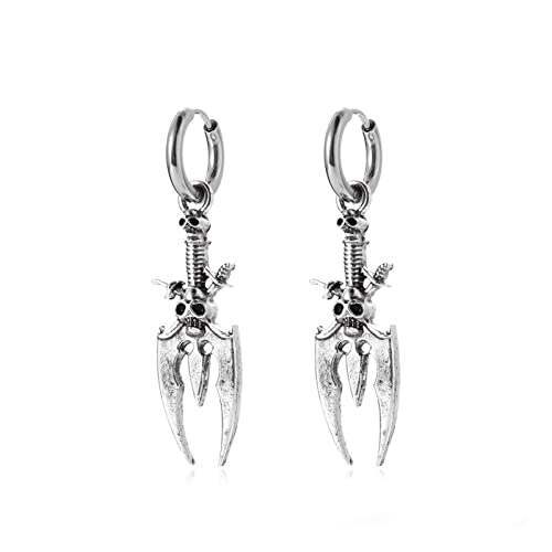 W WEILIRIAN Gothic Skelett Reifen Ohrringe Punk hängende Fledermaus Ohrringe Silber Schwert Ohrringe Totenkopf Ohrringe Cosplay Party Halloween Ohrringe Schmuck Frauen Mädchen Geschenke von W WEILIRIAN