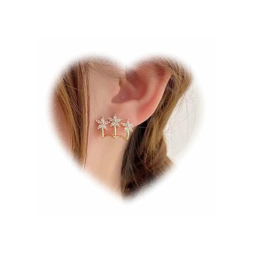 W WEILIRIAN Kristall Blume Klaue Ohrringe Strass Blume Ohrringe Zirkon Blume Pin KlaueOhrringe Multi LoopOhrringe Schmuck Geschenke für Damen und Mädchen von W WEILIRIAN