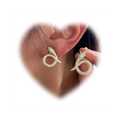 W WEILIRIAN Vintage Kristall Schlange Ohrringe Strass Schlange Ohrringe CZ Schlange Ohrringe Gold Schlange Ohrringe Minimale Reptilien Ohrringe für Frauen Schmuck (Gold) von W WEILIRIAN