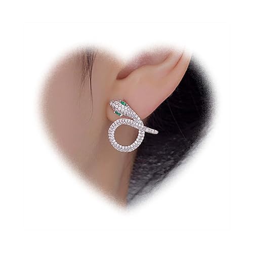 W WEILIRIAN Vintage Kristall Schlange Ohrringe Strass Schlange Ohrringe CZ Schlange Ohrringe Silber Schlange Ohrringe Minimale Reptilien Ohrringe für Frauen Schmuck (Silber) von W WEILIRIAN