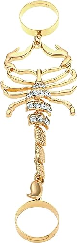 W WEILIRIAN Punk Skorpion Ring für Frauen Gothic Skorpion Knöchel Ring Skorpion Finger Ring Skorpion Offener Ring Gold Kristall Skorpion Ring Verstellbare Verbundene Ring Schmuck Geschenke (Gold) von W WEILIRIAN