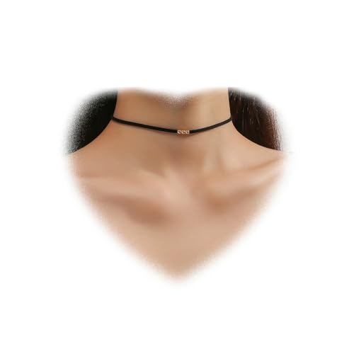 W WEILIRIAN Punk Wildleder Choker Halskette Boho Gold Bead Halskette Schwarz Samt Halskette Choker Samt Cord Halskette Short Collar Halskette Schmuck für Frauen und Mädchen Geschenke (Goldperle) von W WEILIRIAN