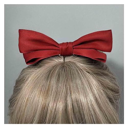 W WEILIRIAN Satin Haar bogen Bogen Haar Clips Band Haars Pangen Clip Einfarbig Bowknot Haarnadel Fliege Kopf bedeckung Barrette Haars yling Zubehör Schmuck für Frauen und Mädchen Geschenke (Rot) von W WEILIRIAN