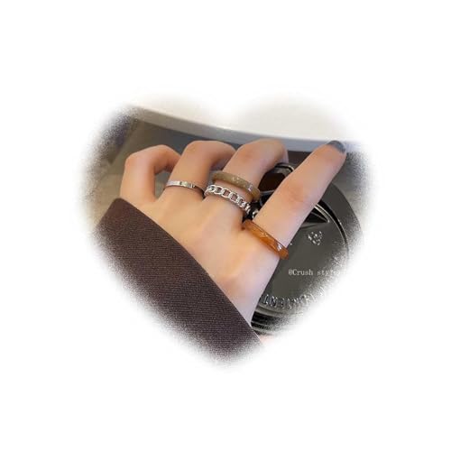 W WEILIRIAN Vintage Braun Harz Ringe Harz Knuckle Ringe Harz Stapel Ringe Minimal Fingerringe Stapel Band Ringe Set Schmuck für Frauen und Mädchen Geschenke von W WEILIRIAN