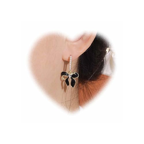 W WEILIRIAN Vintage Perlen Schleife Ohrringe Schwarze Schleife Ohrringe Perlen Streifen AnhängerOhrringe Schmuck Geschenke für Damen und Mädchen von W WEILIRIAN