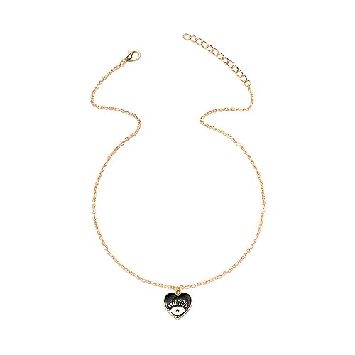 W WEILIRIAN Vintage Schwarz Herz Anhänger Halskette Böse Auge Halskette Kette Liebe Herz Choker Halskette Teufels Auge Choker Halskette Schmuck für Frauen und Mädchen von W WEILIRIAN