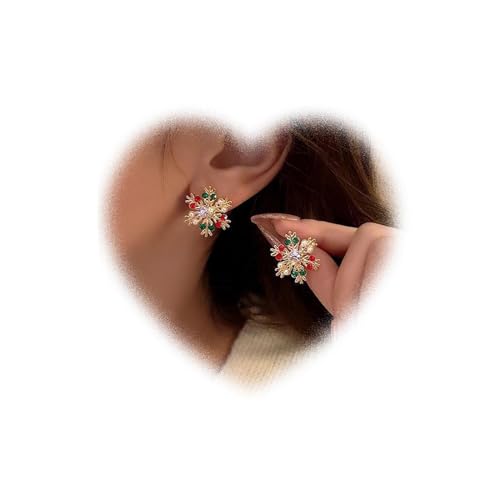 W WEILIRIAN Weihnachts schneeflocke Ohrringe Kristall Schneeflocke Ohrringe Perle Schneeflocke Studs Ohrringe funkelnde Festival Ohrringe Schmuck für Frauen und Teenager Mädchen Weihnachts geschenke von W WEILIRIAN
