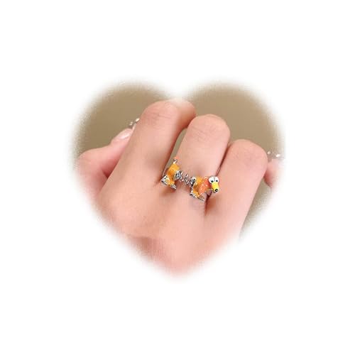 niedlicher Frühlings-Hunde ring für Teenager-Mädchen Haustier-Knöchel-Ring zierlicher Stapel ring Tier-Fingerring Personal isierter offener Ring verstellbarer Ring Schmuck für Frauen Geschenke von W WEILIRIAN