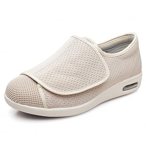 W&LESVAGO Damen Weite Diabetiker-Ödem-Schuhe mit voll verstellbaren Verschlüssen, einfaches An- und Ausziehen, Luftkissen-Walking-Sneaker für ältere Menschen, geschwollene Füße, Outdoor, Beige, 38.5 W&LESVAGO Damen Weite Diabetiker-Ödem-Schuhe mit voll verstellbaren Verschlüssen, einfaches An- und Ausziehen, Luftkissen-Walking-Sneaker für ältere Menschen, geschwollene Füße, Outdoor, Beige, 38.5 von W&LESVAGO