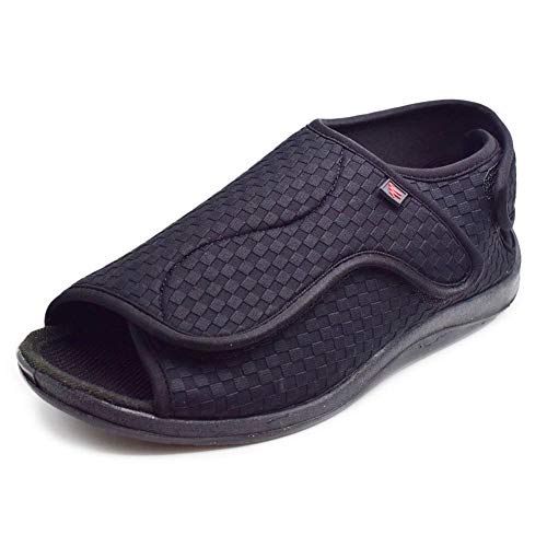 W&LESVAGO Extra breite Diabetiker-Sandalen für Herren, verstellbare Breite, Ödemschuhe, bequeme Herren-Hausschuhe für ältere geschwollene Füße, Schwarz, 46 EU W&LESVAGO Extra breite Diabetiker-Sandalen für Herren, verstellbare Breite, Ödemschuhe, bequeme Herren-Hausschuhe für ältere geschwollene Füße, Schwarz, 46 EU von W&LESVAGO
