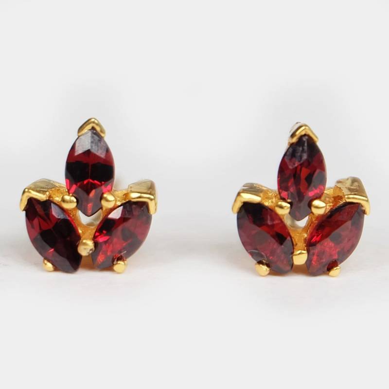 Natürliche Granat Ohrstecker, 14K Gold Ohrstecker Granat, Echte von W2NJewelry