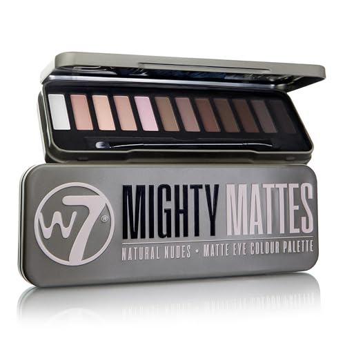 W7 Mighty Mattes Lidschatten-Palette – 12 natürliche nude Farben – makelloses, langanhaltendes Make-up von W7