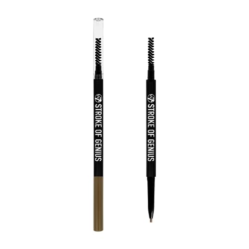 W7 Stroke of Genius Brow Pencil - Ultrafeiner & einschiebbarer Augenbrauenstift & Augenbrauenbürste - Blond - 2er-Pack von W7