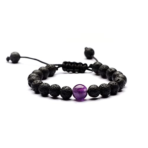 WAAHG 1 Stück handgefertigte Schwarze Lavaperlen Armband Schmuck Männer Frauen Tigeraugen Natursteine Armbänder Schmuck-schwarz lila WAAHG 1 Stück handgefertigte Schwarze Lavaperlen Armband Schmuck Männer Frauen Tigeraugen Natursteine Armbänder Schmuck-schwarz lila von WAAHG