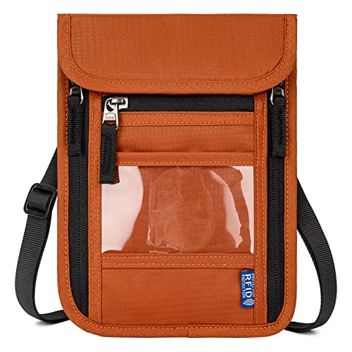 WACCET Brustbeutel Herren Dame mit RFID Schutz, Reise Brustbeutel mit Mehreren Taschen Versteckter Reisegeldbeutel Brusttasche für Bargeld, Karten, Schlüssel und Reisepass usw (Orange) von WACCET