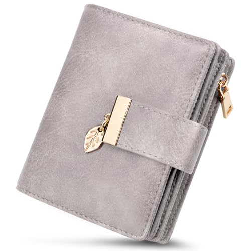 WACCET Geldbörse Damen Klein, Portemonnaie Damen RFID Blockierung PU Leder Große Kapazität Geldbeutel Frauen mit 14 Kartenfächer und Reißverschluss Münzfach von WACCET