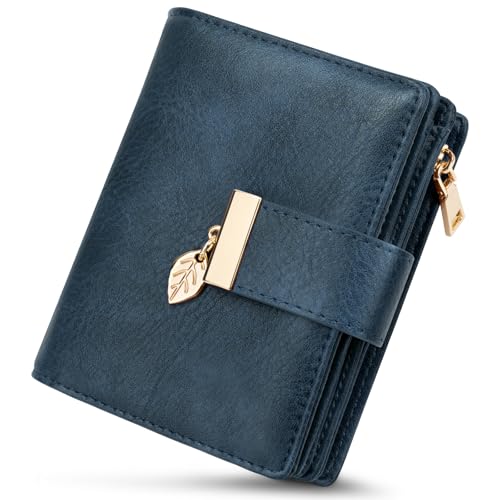 WACCET Geldbörse Damen Klein, Portemonnaie Damen RFID Blockierung PU Leder Große Kapazität Geldbeutel Frauen mit 14 Kartenfächer und Reißverschluss Münzfach von WACCET