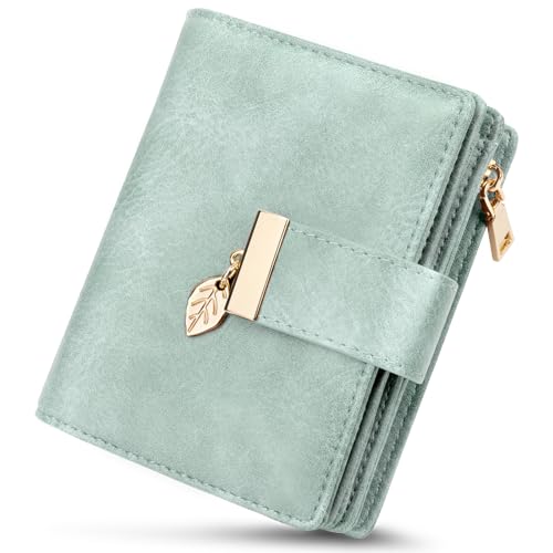 WACCET Geldbörse Damen Klein, Portemonnaie Damen RFID Blockierung PU Leder Große Kapazität Geldbeutel Frauen mit 14 Kartenfächer und Reißverschluss Münzfach von WACCET