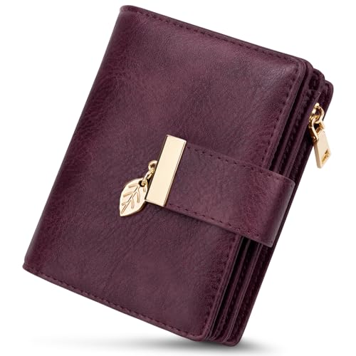 WACCET Geldbörse Damen Klein, Portemonnaie Damen RFID Blockierung PU Leder Große Kapazität Geldbeutel Frauen mit 14 Kartenfächer und Reißverschluss Münzfach von WACCET